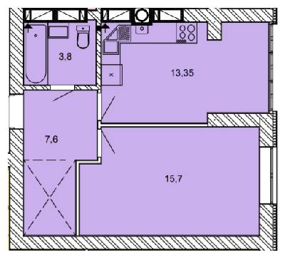 1-кімнатна 40.45 м² в ЖК Найкращий квартал від 29 450 грн/м², м. Ірпінь