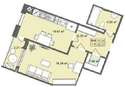 1-комнатная 46.37 м² в ЖК RedWood от 24 900 грн/м², пгт Брюховичи