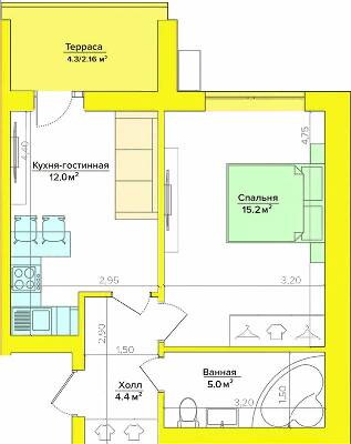 1-кімнатна 38.8 м² в ЖК Vesna від 21 350 грн/м², Запоріжжя
