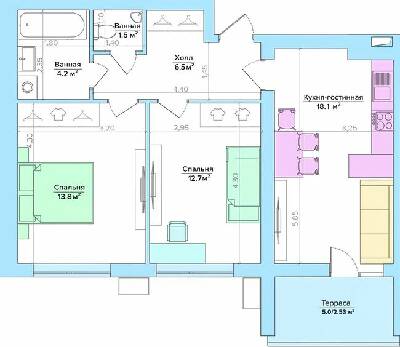 2-кімнатна 59.7 м² в ЖК Vesna від 20 400 грн/м², Запоріжжя