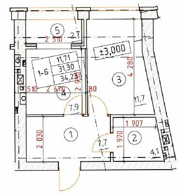 1-комнатная 34.23 м² в ЖК Новатор от 20 000 грн/м², г. Ирпень
