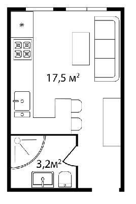 Студія 21 м² в ЖК Grand Hills від 29 200 грн/м², Ужгород