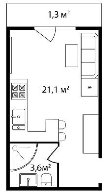 Студія 26 м² в ЖК Grand Hills від 29 200 грн/м², Ужгород