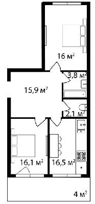 2-кімнатна 74 м² в ЖК Grand Hills від 22 500 грн/м², Ужгород