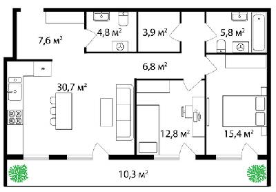 3-кімнатна 98 м² в ЖК Grand Hills від 22 500 грн/м², Ужгород