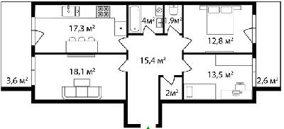 3-кімнатна 89 м² в ЖК Grand Hills від 21 950 грн/м², Ужгород