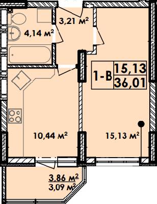 1-комнатная 36.01 м² в Апарт-комплекс Электриков от 30 147 грн/м², Киев