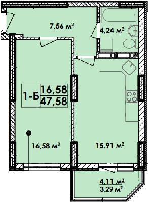 1-комнатная 47.58 м² в Апарт-комплекс Электриков от 29 360 грн/м², Киев