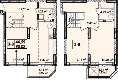 Двухуровневая 90.03 м² в Апарт-комплекс Электриков от 23 829 грн/м², Киев