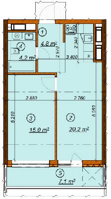 1-кімнатна 51.3 м² в ЖК 4 сезони від 29 900 грн/м², Київ