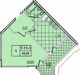 1-комнатная 43.62 м² в ЖК 52 Жемчужина (Pechersk Plaza) от 67 600 грн/м², Киев