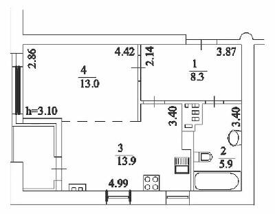 1-кімнатна 42.5 м² в ЖК Comfort Club від 39 300 грн/м², Київ