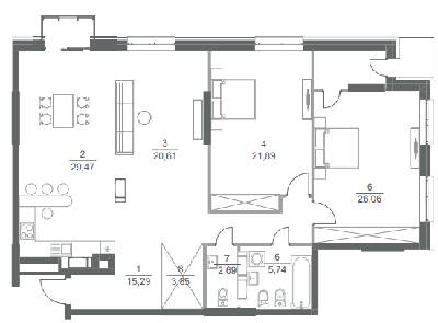 3-кімнатна 125.6 м² в ЖК Greenville Park від 49 550 грн/м², Київ