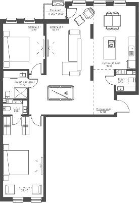 3-комнатная 106.74 м² в ЖК Happy House от 33 850 грн/м², Киев
