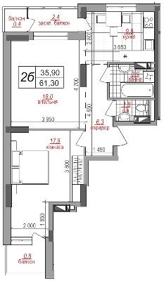 2-комнатная 61.3 м² в ЖК West House от 39 900 грн/м², Киев