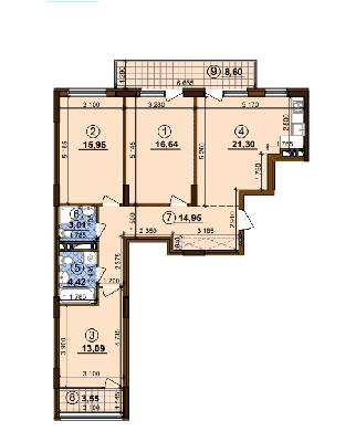 3-комнатная 95.49 м² в ЖК Варшавский-2 от застройщика, Киев