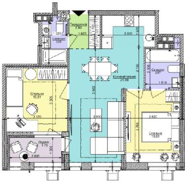 2-комнатная 57.01 м² в ЖК Комфорт Таун от 45 700 грн/м², Киев