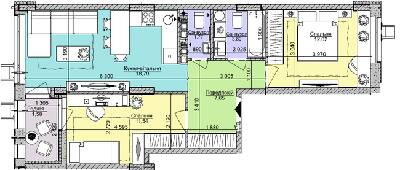 2-комнатная 57.15 м² в ЖК Комфорт Таун от 40 900 грн/м², Киев