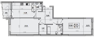 2-комнатная 87.16 м² в ЖК Русановская Гавань от 28 700 грн/м², Киев