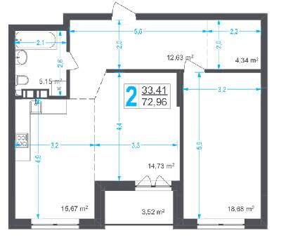 2-комнатная 72.96 м² в ЖК Соломенский от 43 150 грн/м², Киев