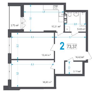 2-комнатная 73.37 м² в ЖК Соломенский от 43 150 грн/м², Киев