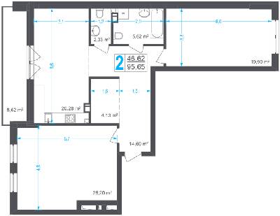 2-комнатная 95.65 м² в ЖК Соломенский от 43 800 грн/м², Киев