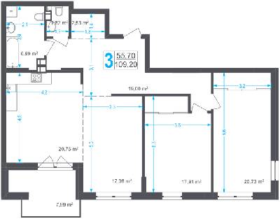 3-комнатная 109.2 м² в ЖК Соломенский от 52 850 грн/м², Киев