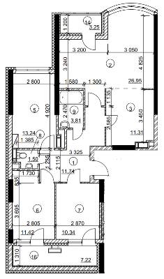 4-комнатная 94.11 м² в МФК Курнатовского от 29 148 грн/м², Киев