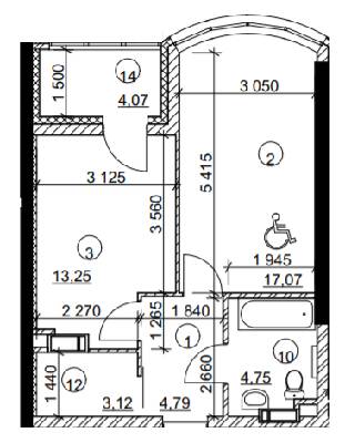 1-комнатная 45.01 м² в МФК Курнатовского от 28 111 грн/м², Киев