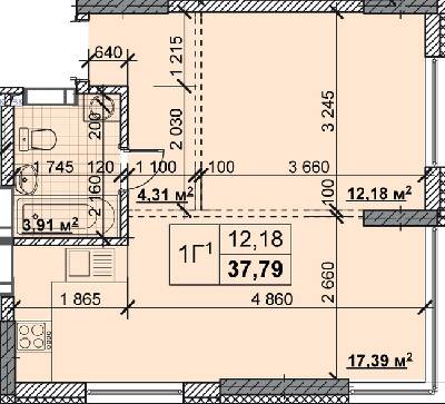 1-кімнатна 37.79 м² в ЖК Нові Теремки від 18 500 грн/м², с. Новосілки