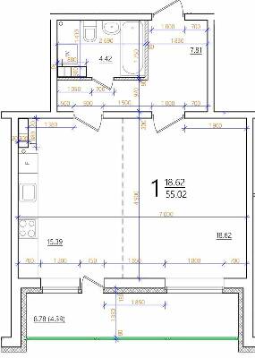 1-кімнатна 55.02 м² в ЖК Одеський бульвар від 23 800 грн/м², с. Новосілки