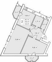 2-кімнатна 71.8 м² в ЖК Волошковий від 23 500 грн/м², с. Софіївська Борщагівка