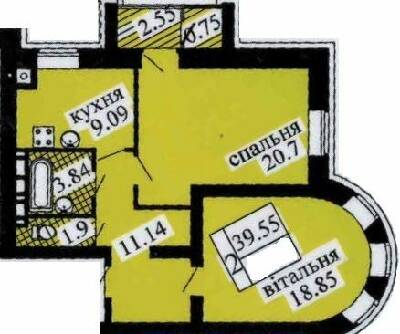 2-комнатная 69.39 м² в ЖК Городок от 18 500 грн/м², с. Софиевская Борщаговка