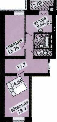 2-комнатная 69.75 м² в ЖК Городок от 18 500 грн/м², с. Софиевская Борщаговка
