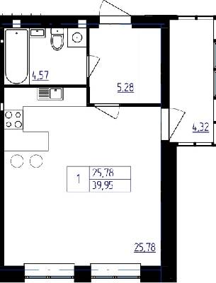 1-кімнатна 39.95 м² в ЖК Затишний Хотів від забудовника, с. Хотів