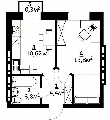1-кімнатна 32.92 м² в ЖК City Lake від 15 000 грн/м², с. Шевченкове