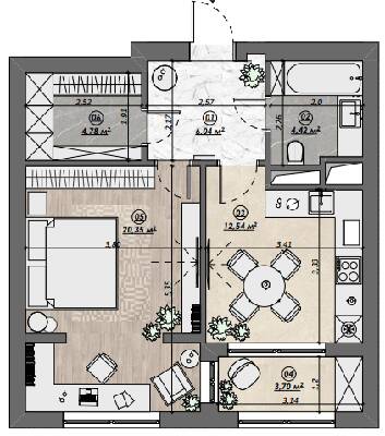 1-кімнатна 51.84 м² в ЖК Dynastia BC від 22 600 грн/м², м. Біла Церква