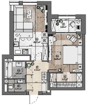 1-кімнатна 54.95 м² в ЖК Dynastia BC від 22 600 грн/м², м. Біла Церква