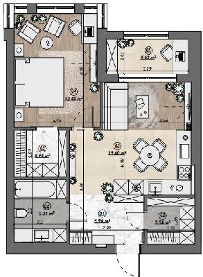 1-кімнатна 58.38 м² в ЖК Dynastia BC від 22 600 грн/м², м. Біла Церква