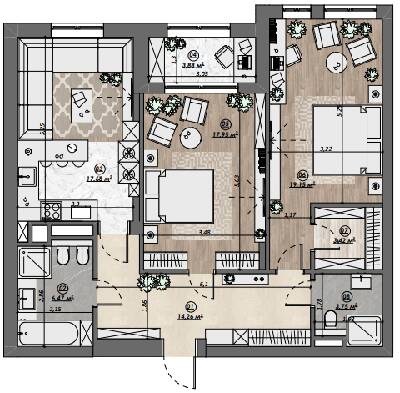 2-кімнатна 86.57 м² в ЖК Dynastia BC від 29 550 грн/м², м. Біла Церква