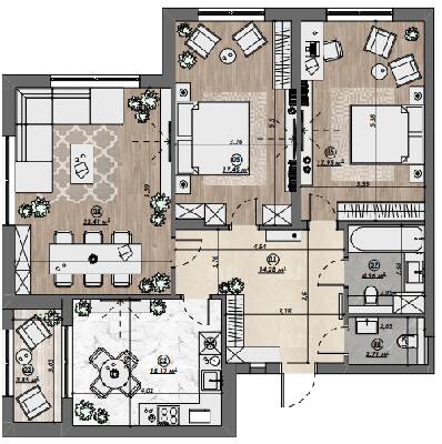 3-кімнатна 98.75 м² в ЖК Dynastia BC від 32 350 грн/м², м. Біла Церква