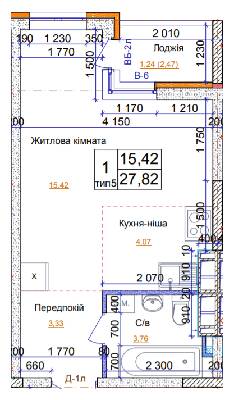 1-комнатная 27.82 м² в ЖК на ул. Симона Петлюры, 21б от 19 500 грн/м², г. Бровары