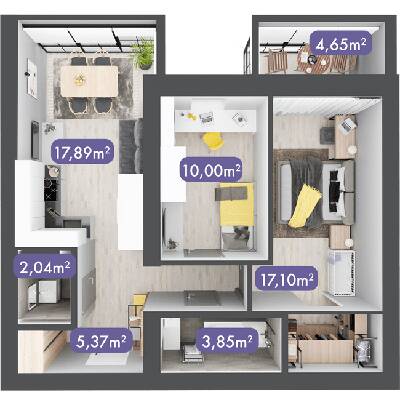 2-кімнатна 63.59 м² в ЖК Desna Park Residence від 18 050 грн/м², с. Зазим`я
