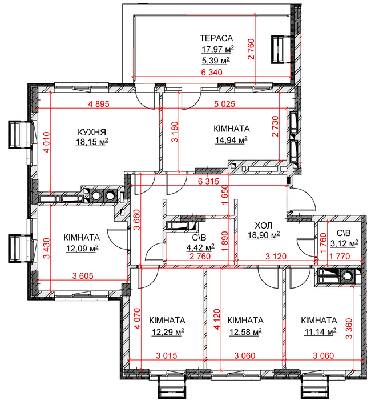 5+ кімнат 113.02 м² в ЖК Riverside від 35 900 грн/м², с. Погреби