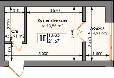 1-комнатная 21.67 м² в ЖК Бургундия от 24 650 грн/м², г. Ирпень