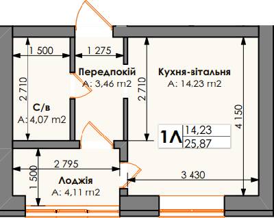 1-комнатная 25.87 м² в ЖК Бургундия от 24 650 грн/м², г. Ирпень