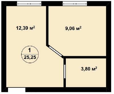 1-комнатная 25.25 м² в ЖК Aura Center от 21 300 грн/м², с. Крюковщина