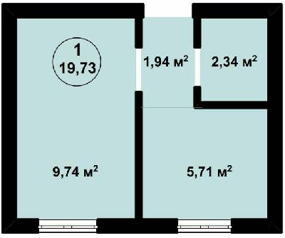 1-комнатная 19.73 м² в ЖК Aura Center от 22 600 грн/м², с. Крюковщина