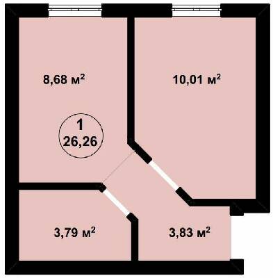 1-комнатная 26.26 м² в ЖК Aura Center от 22 600 грн/м², с. Крюковщина