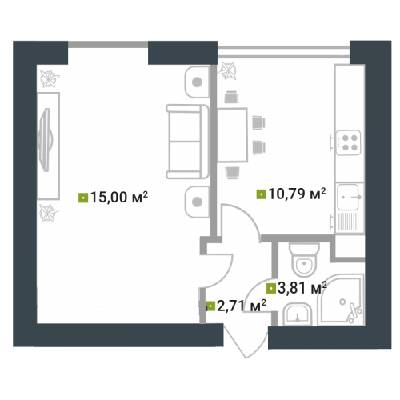1-кімнатна 32.31 м² в ЖК Idilika від 21 850 грн/м², м. Буча